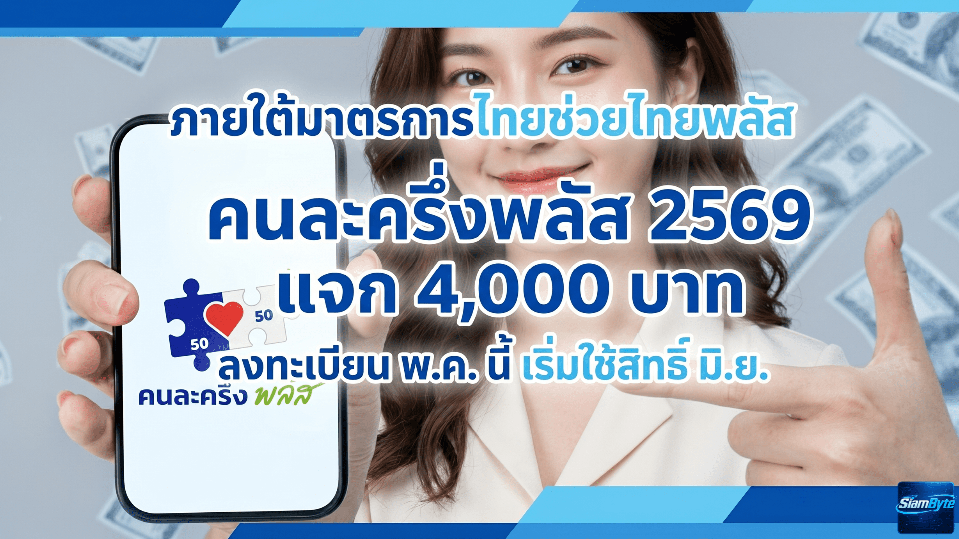 คนละครึ่งพลัส 2569 แจก 4,000 บาท ลงทะเบียน พ.ค. นี้ เริ่มใช้สิทธิ์ มิ.ย. ภายใต้มาตรการไทยช่วยไทยพลัส