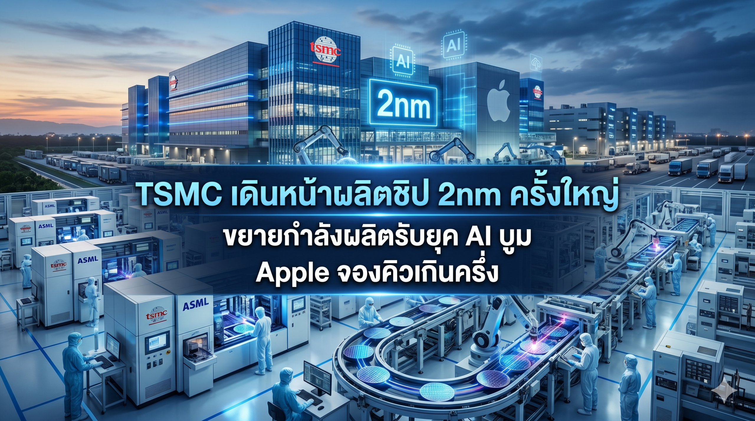 TSMC เดินหน้าผลิตชิป 2nm ครั้งใหญ่ ขยายกำลังผลิตรับยุค AI บูม Apple จองคิวเกินครึ่ง