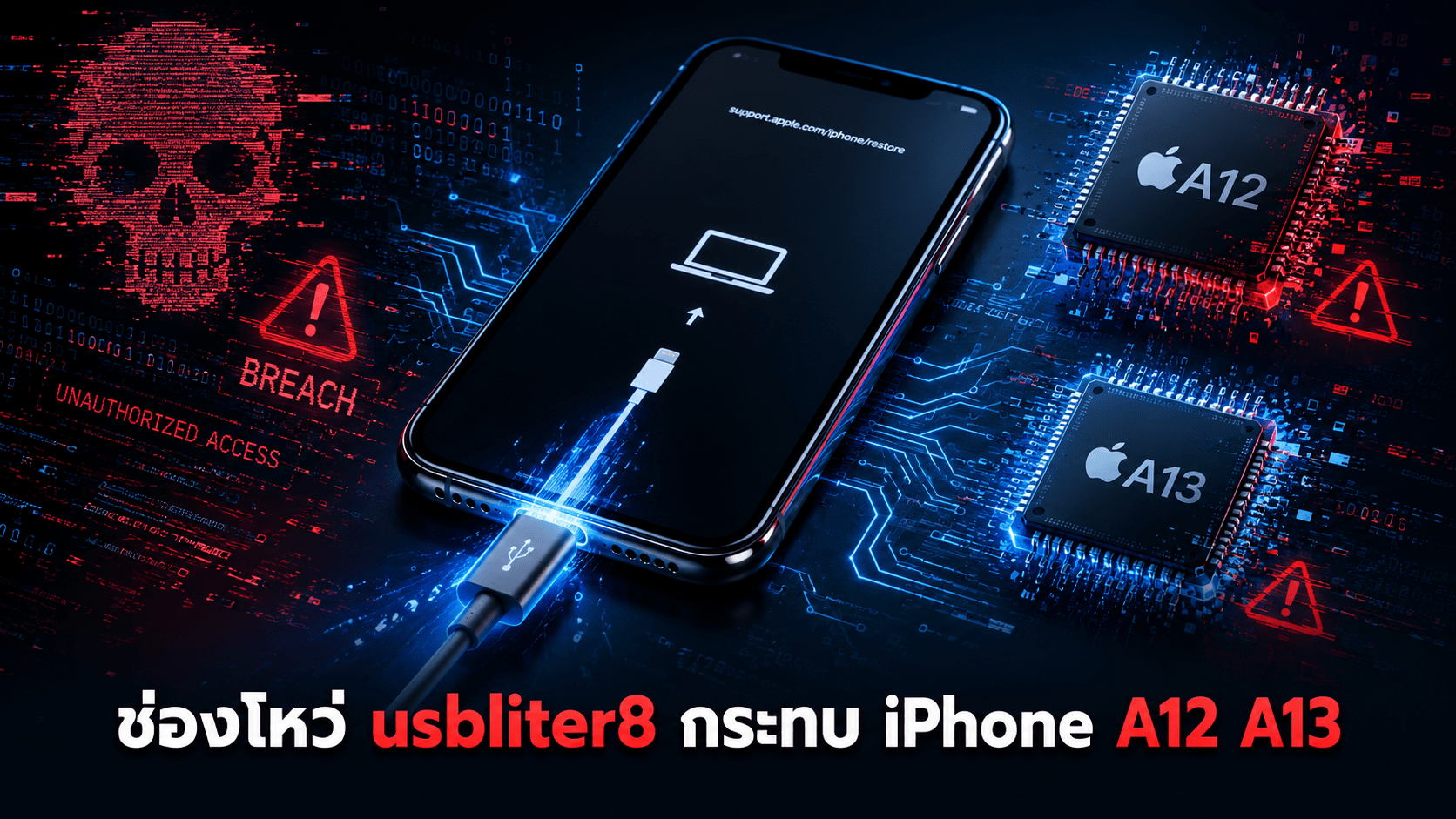พบช่องโหว่ usbliter8 กระทบ iPhone ที่ใช้ชิป Apple A12 และ A13 ซึ่งอาจไม่สามารถแก้ไขด้วยซอฟต์แวร์ได้